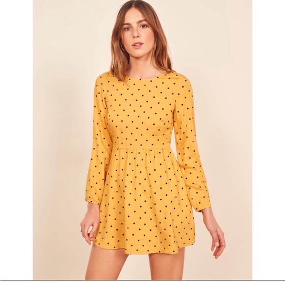 Reformation Dresses & Skirts - Reformation yellow polka dot dress. Brand new, size L